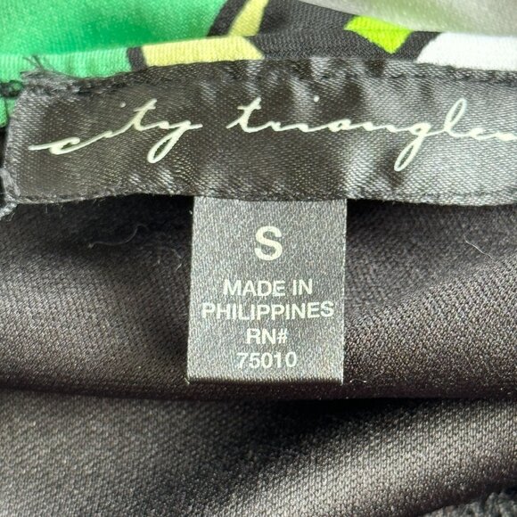 City Triangles Patterned Summer Dress Womens S Green Sleeveless Padded Back Tie - Picture 4 of 11